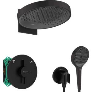 Hansgrohe - Душ комплект с вградена смесителна батерия, с корпус, диаметър 36 см, 3 струи, матово черно SANI21HHH408 (SANI21HHH408)