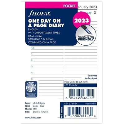 Filofax Denní kalendář 2023 Aj náplň kapesních diářů formát A7
