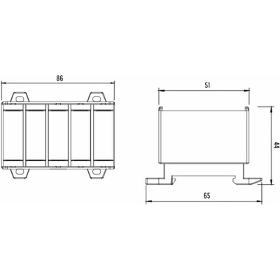 Eleman 1006650 Svorka univerzální UK 50/3x1A+N/PE, 160A, 5pól., AL/CU, krytá, 3xŠ/M/Z, na DIN,