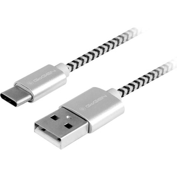 GoGEN USBAC300MM24 USB / USB-C, opletený, 3m stříbrný