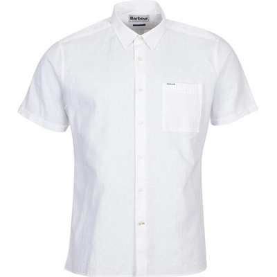 Barbour Nelson lněná košile s krátkým rukávem Classic white