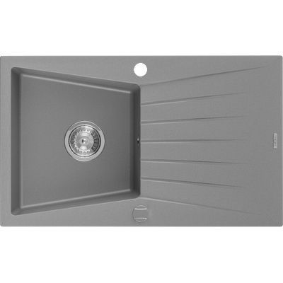 Cesar мивка от гранит с 1 камера с отцедник 775 x 470 мм, сива, сифон хром - 6514771010-71 (6514771010-71)