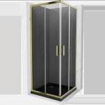 Mexen Rio квадратна душ кабина 70 x 70 см, графит, злато + поддушово корито Flat, (860-070-070-50-40-4070G)