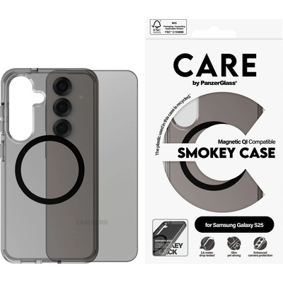 Panzer Гръб CARE by PanzerGlass за Samsung Galaxy S25, Flagship, Smokey QI, Черен