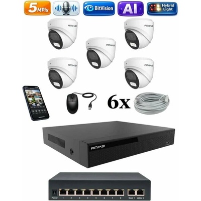 Amiko IP 5 kamerový set so switchom Ai Dl Dome 1500K5V2