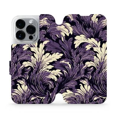 Flipové pouzdro Mobiwear - Apple iPhone 14 Pro - VA46S Fialové rostliny (Knížkové flip pouzdro, obal, kryt na mobil Apple iPhone 14 Pro - VA46S Fialové rostliny, materiál Umělá kůže + TPU - ochrana 36