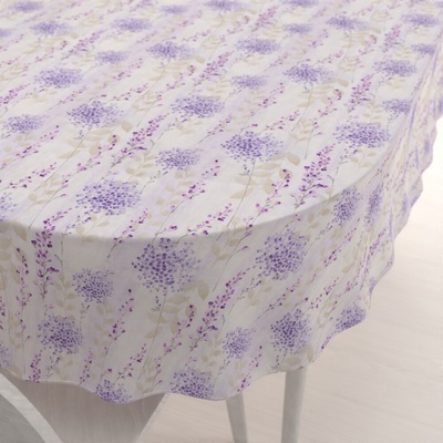 Biante Dekoračný oválny obrus PML-069 Fialové kvety na bielom 120x180 cm