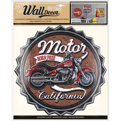 Samolepiaca dekorácia - Wall decor Retro Motor California 30,5 x 38 cm