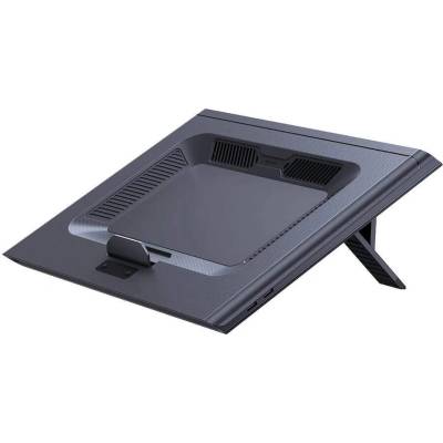 Baseus ThermoCool Heat Dissipating Laptop Stand - охлаждаща ергономична поставка с 2 вентилаторa и LED подсветка за Mac и преносими компютри (тъмносив)