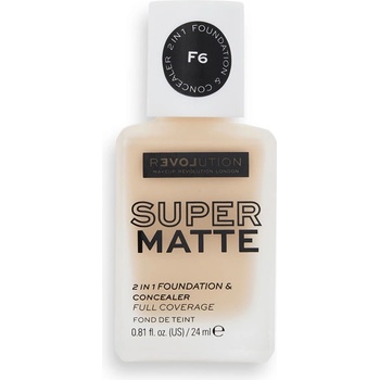 Revolution Relove Super Matte 2 in 1 Foundation & Concealer tekutý a zmatňující make-up a korektor 2v1 F6 24 ml