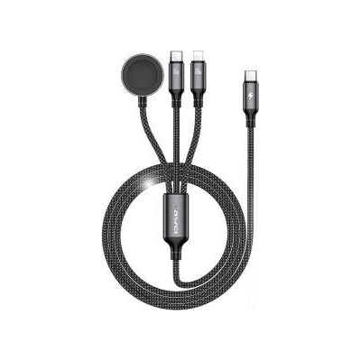 Huawei AWEI W23 cable 2in1 USB-C 100W / Lightning 10W / Watch 2.5W black