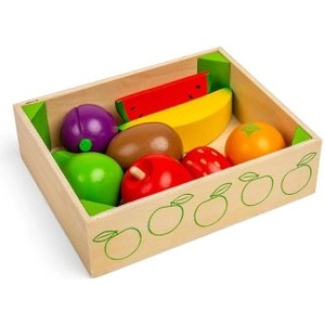 Bigjigs Toys - Дървен детски комплект за готвене - Щайга с плодове (BJ476)