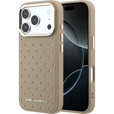 Karl Lagerfeld PU Perforated Gold Dots MagSafe Zadní Kryt pro iPhone 17 Pro Max Beige