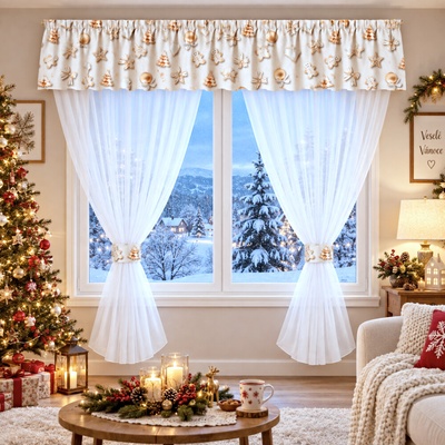 Olzatex Vánoční voálový set s kanýrem 2x 150x150 cm + kanýr 40x300 cm