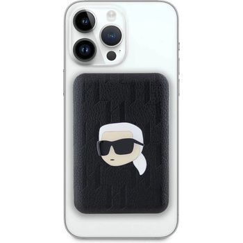 KARL LAGERFELD Embossed Karl and Choupette Magnetic Wireless Power Bank 5000 mAh 15W - преносима външна батерия с USB-C порт и безжично зареждане с MagSafe (черен)