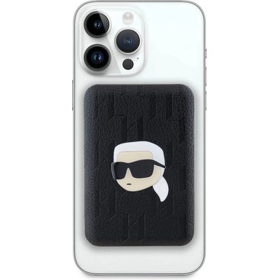 KARL LAGERFELD Embossed Karl and Choupette Magnetic Wireless Power Bank 5000 mAh 15W - преносима външна батерия с USB-C порт и безжично зареждане с MagSafe (черен)