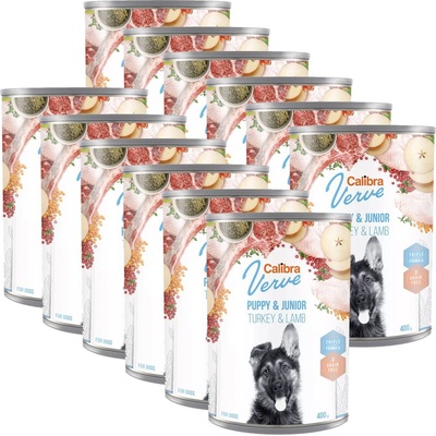 Calibra Dog Verve GF Junior Пуйка и Агне 12 x 400 г
