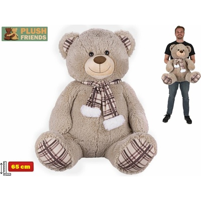 Plush Friends medvěd sedící se šálou 65 cm