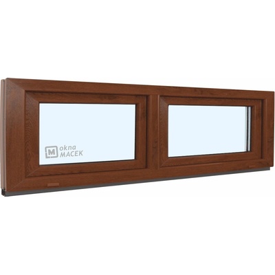 KNIPPING Plastové okno - 70 AD, 2400x500 mm, S/S, ořech Sklo: čiré, Barva, imitace: ořech/bílá (jednostranně)