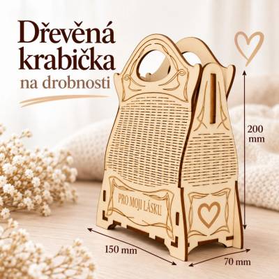 ADVIPO dekorace Dřevěná dárková krabička Pro moji lásku 150 × 200 × 70 mm