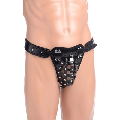 Strict Leather The Safety Net Leather Male Chastity Belt with Anal Plug Harness