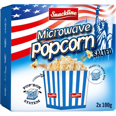 Snackline popcorn do mikrovlnky, slaný 2x100 g