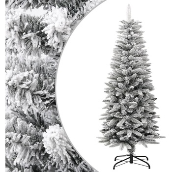 vidaXL Zasnežený umelý úzky vianočný stromček 120 cm PVC a PE