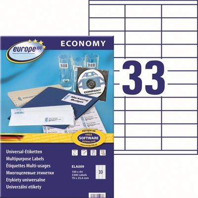 Avery Zweckform Europe100 ELA009 bílá 70 x 25,4 mm 3300 ks