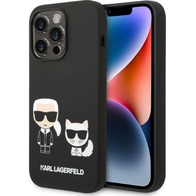 Pouzdro Karl Lagerfeld MagSafe Kompatibilní Liquid Silicone Karl and Choupette iPhone 14 Pro Max černé