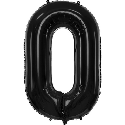 PartyDeco Fóliový balón číslo 0 čierny 86 cm