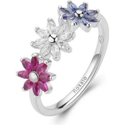 Rosato Stříbrný květinový prsten s kubickými zirkony Gaia RZGA81