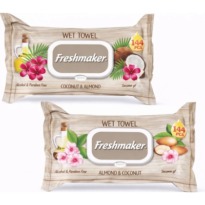 Freshmaker Coconut&Almond vlhčené utierky 144 ks