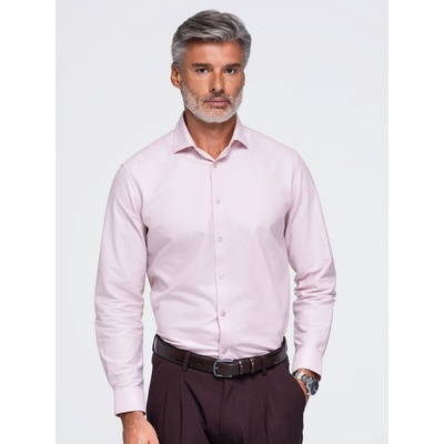 Ombre pastel pánska bavlnená Oxford košel'a light pink biela