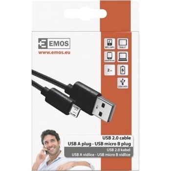 Emos SM7008BL USB 2.0 A/M - micro B/M, 2m, černý