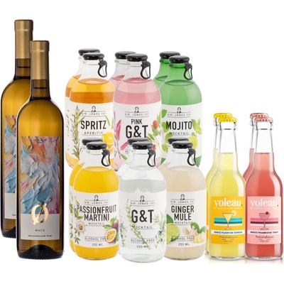 Sober Table sada nealkoholických nápojů pro kempování a cestování karavanem 0,0 % 2 × 0,75 l + 16 × 0,25 l (sada lahví)