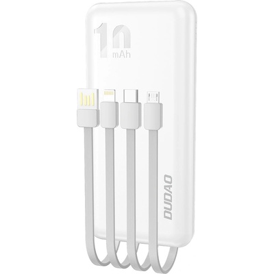 Dudao Преносима батерия Dudao K6Pro, 10000mAh, с USB кабел, USB Type C, Lightning, Бял (K6Pro-white)