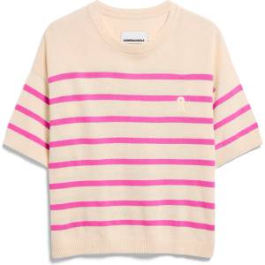 ARMEDANGELS Дамски пуловер ARMEDANGELS Women's Stripe Linen Blend Sweater Jumper - Undyed / Washed Berry (117-3694-0414)