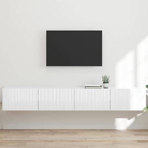 vidaXL TV стенен шкаф 2 бр. Гланц бяло Инженерна дървесина (892238)