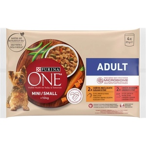 PURINA ONE MINI Куче Възрастни Пиле и говеждо в сос 4 x 85 г