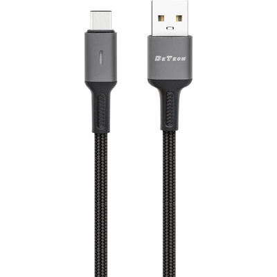 DeTech Кабел за данни DeTech DE-C39C, Type-C, 1.0m, Черен - 40202 (40202)