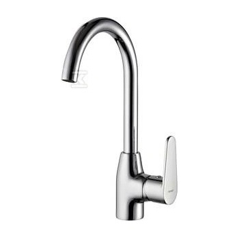 Ferrokit Смесител Ferro Algeo, Стоящ, За кухненска мивка, Въртящ се чучур, Керамичен механизъм, Месинг, Хром покритие, С клик-клак изпразнител