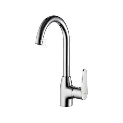 Ferrokit Смесител Ferro Algeo, Стоящ, За кухненска мивка, Въртящ се чучур, Керамичен механизъм, Месинг, Хром покритие, С клик-клак изпразнител