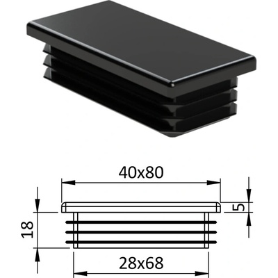 Krytka plastová 40 x 80 mm