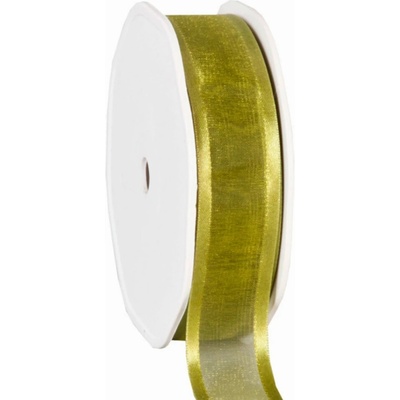 Organza se saténovým lemem 25 mm x 25 m mechově zelená