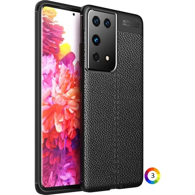Samsung Galaxy S21 Ultra Удароустойчив Litchi Skin Калъф и Протектор