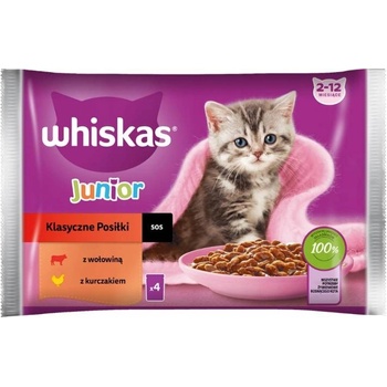 Whiskas Junior s hovädzím a kuracím mäsom 4 x 85 g