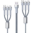 Remax RC-124 Jany Series - micro USB + USB Type C + Lightning / micro USB + USB Type C + Lightning, 2m, stříbrný)