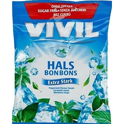 Vivil Hals Bonbons drops bez cukru extra silný mentol + vitamín C 60 g
