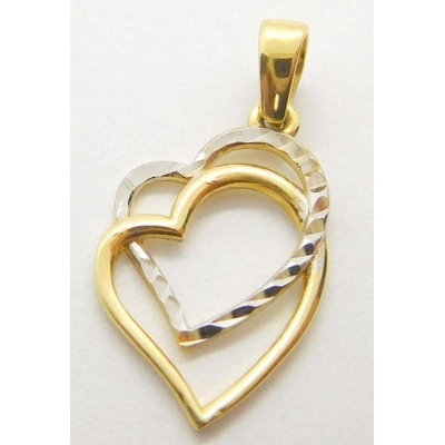 Klenoty Budín Dámský zlatý přívěsek z bílého a žlutého zlata s gravírováním 03194