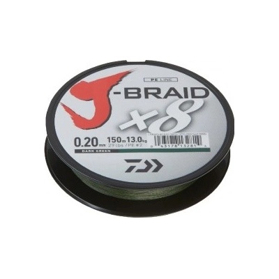Daiwa šnúra J-Braid 8 tmavo zelená 150m 0,16mm 9kg